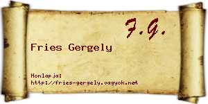 Fries Gergely névjegykártya